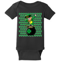 Irish Dabbing Leprechaun Shamrocks Funny Dab St. Patrick's Day Baby Bodysuit