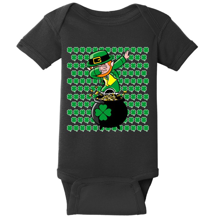 Irish Dabbing Leprechaun Shamrocks Funny Dab St. Patrick's Day Baby Bodysuit