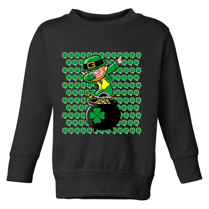 Irish Dabbing Leprechaun Shamrocks Funny Dab St. Patrick's Day Toddler Sweatshirt
