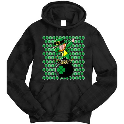 Irish Dabbing Leprechaun Shamrocks Funny Dab St. Patrick's Day Tie Dye Hoodie