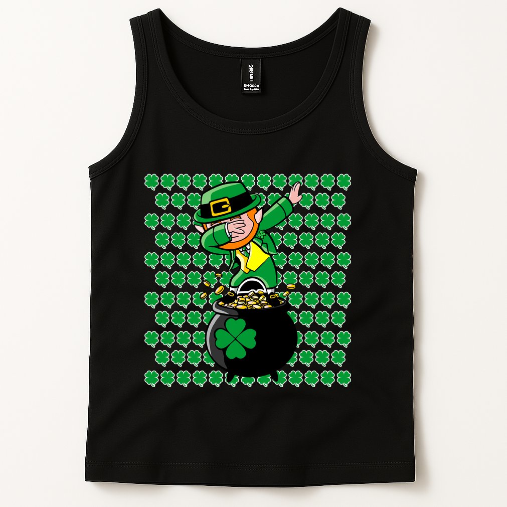 Irish Dabbing Leprechaun Shamrocks Funny Dab St. Patrick's Day Tank Top