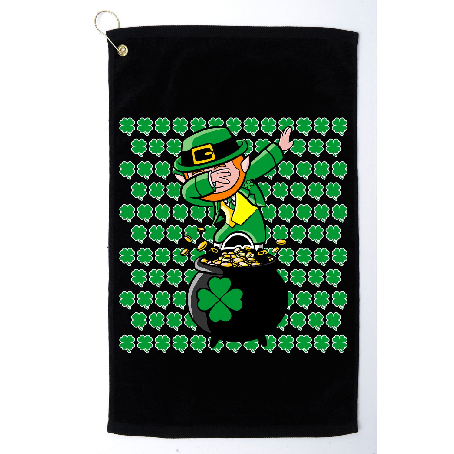 Irish Dabbing Leprechaun Shamrocks Funny Dab St. Patrick's Day Golf Towel