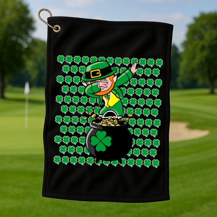 Irish Dabbing Leprechaun Shamrocks Funny Dab St. Patrick's Day Golf Towel