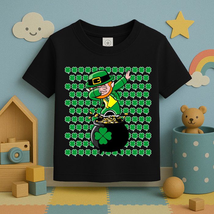 Irish Dabbing Leprechaun Shamrocks Funny Dab St. Patrick's Day Toddler T-Shirt