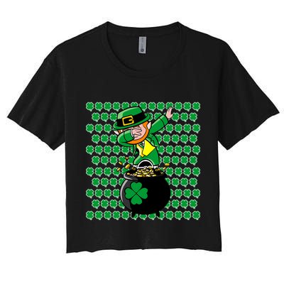 Irish Dabbing Leprechaun Shamrocks Funny Dab St. Patrick's Day Crop Top
