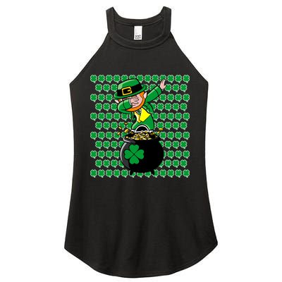 Irish Dabbing Leprechaun Shamrocks Funny Dab St. Patrick's Day Women's Perfect Tri Rocker Tank