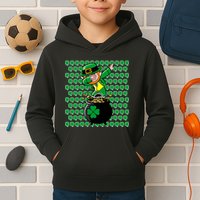 Irish Dabbing Leprechaun Shamrocks Funny Dab St. Patrick's Day Kids Hoodie