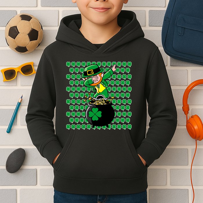 Irish Dabbing Leprechaun Shamrocks Funny Dab St. Patrick's Day Kids Hoodie