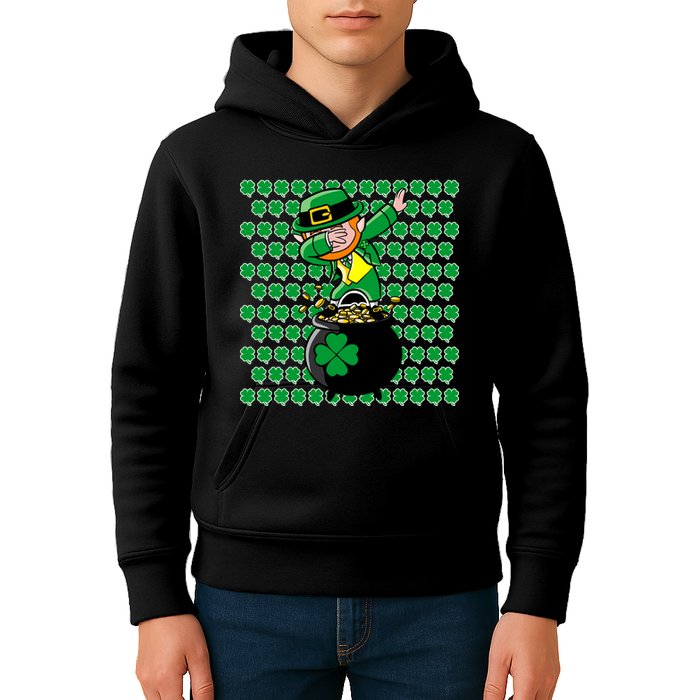 Irish Dabbing Leprechaun Shamrocks Funny Dab St. Patrick's Day Kids Hoodie