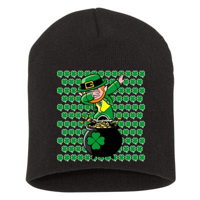 Irish Dabbing Leprechaun Shamrocks Funny Dab St. Patrick's Day Short Acrylic Beanie