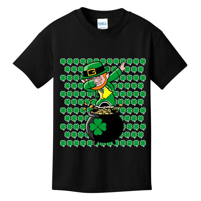 Irish Dabbing Leprechaun Shamrocks Funny Dab St. Patrick's Day Kids T-Shirt
