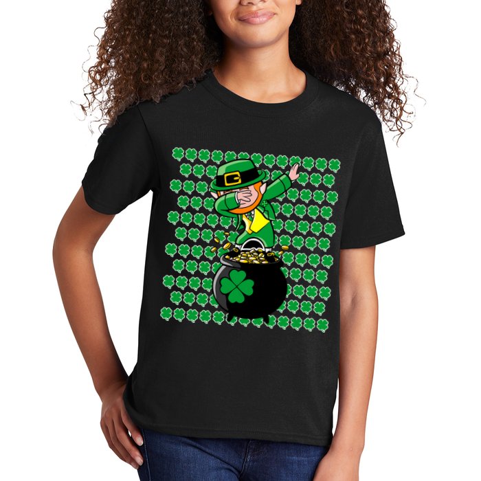 Irish Dabbing Leprechaun Shamrocks Funny Dab St. Patrick's Day Kids T-Shirt