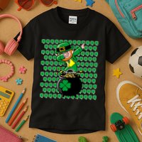 Irish Dabbing Leprechaun Shamrocks Funny Dab St. Patrick's Day Kids T-Shirt