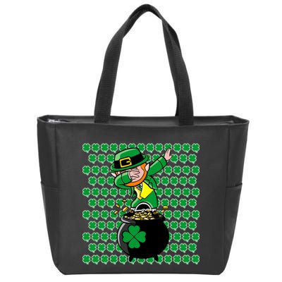 Irish Dabbing Leprechaun Shamrocks Funny Dab St. Patrick's Day Zip Tote Bag