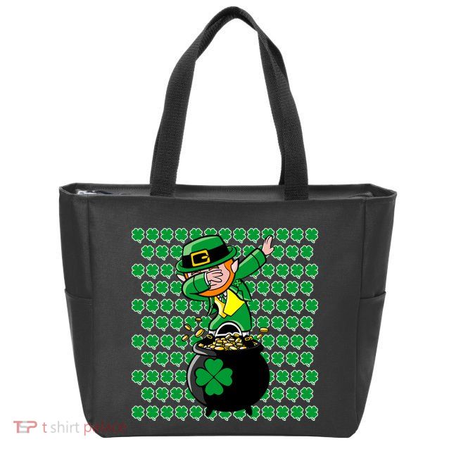 Irish Dabbing Leprechaun Shamrocks Funny Dab St. Patrick's Day Zip Tote Bag