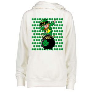 Irish Dabbing Leprechaun Shamrocks Funny Dab St. Patrick's Day Womens Funnel Neck Pullover Hood