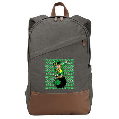 Irish Dabbing Leprechaun Shamrocks Funny Dab St. Patrick's Day Cotton Canvas Backpack