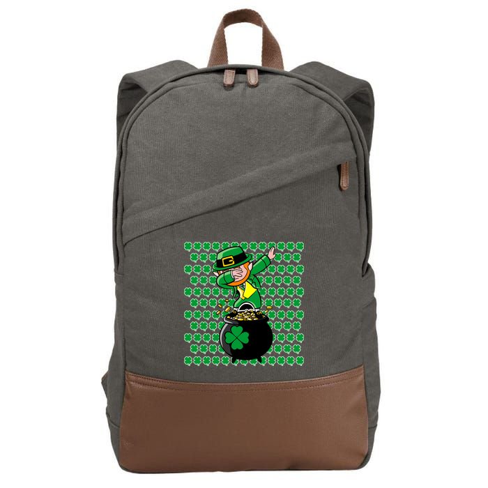 Irish Dabbing Leprechaun Shamrocks Funny Dab St. Patrick's Day Cotton Canvas Backpack