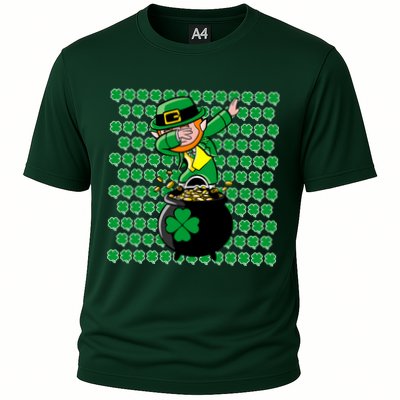 Irish Dabbing Leprechaun Shamrocks Funny Dab St. Patrick's Day Cooling Performance Crew T-Shirt