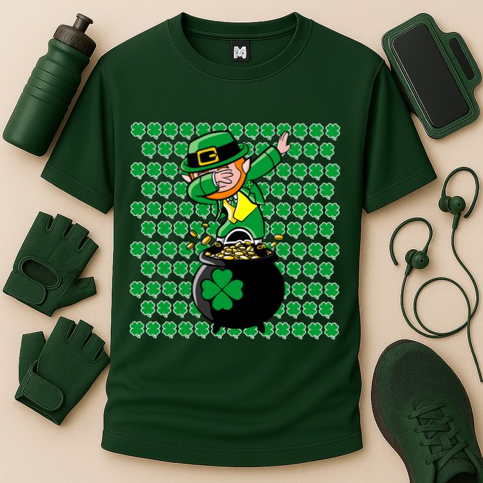 Irish Dabbing Leprechaun Shamrocks Funny Dab St. Patrick's Day Performance Shirt
