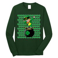 Irish Dabbing Leprechaun Shamrocks Funny Dab St. Patrick's Day Long Sleeve Shirt