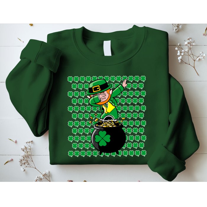 Irish Dabbing Leprechaun Shamrocks Funny Dab St. Patrick's Day Sweatshirt