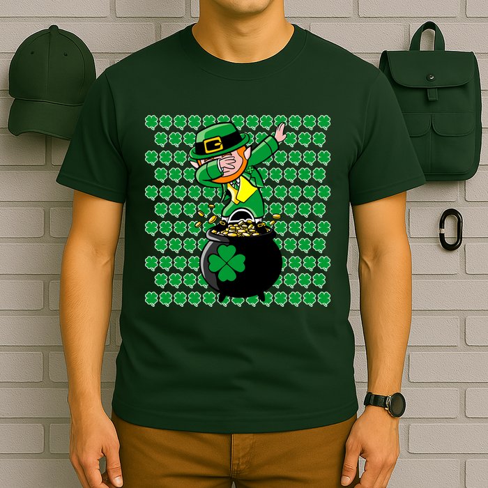 Irish Dabbing Leprechaun Shamrocks Funny Dab St. Patrick's Day T-Shirt