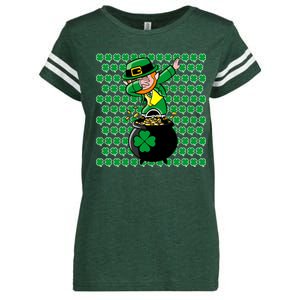 Irish Dabbing Leprechaun Shamrocks Funny Dab St. Patrick's Day Enza Ladies Jersey Football T-Shirt