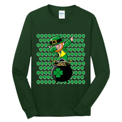 Irish Dabbing Leprechaun Shamrocks Funny Dab St. Patrick's Day Tall Long Sleeve T-Shirt