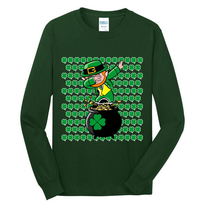 Irish Dabbing Leprechaun Shamrocks Funny Dab St. Patrick's Day Tall Long Sleeve T-Shirt