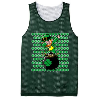Irish Dabbing Leprechaun Shamrocks Funny Dab St. Patrick's Day Mesh Reversible Basketball Jersey Tank