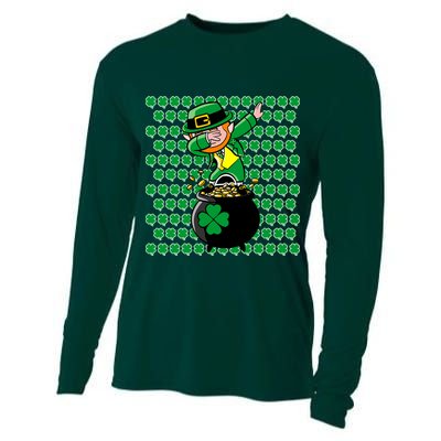 Irish Dabbing Leprechaun Shamrocks Funny Dab St. Patrick's Day Cooling Performance Long Sleeve Crew