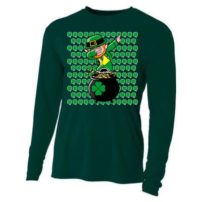 Irish Dabbing Leprechaun Shamrocks Funny Dab St. Patrick's Day Cooling Performance Long Sleeve Crew