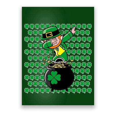 Irish Dabbing Leprechaun Shamrocks Funny Dab St. Patrick's Day Poster