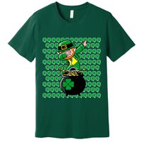 Irish Dabbing Leprechaun Shamrocks Funny Dab St. Patrick's Day Premium T-Shirt