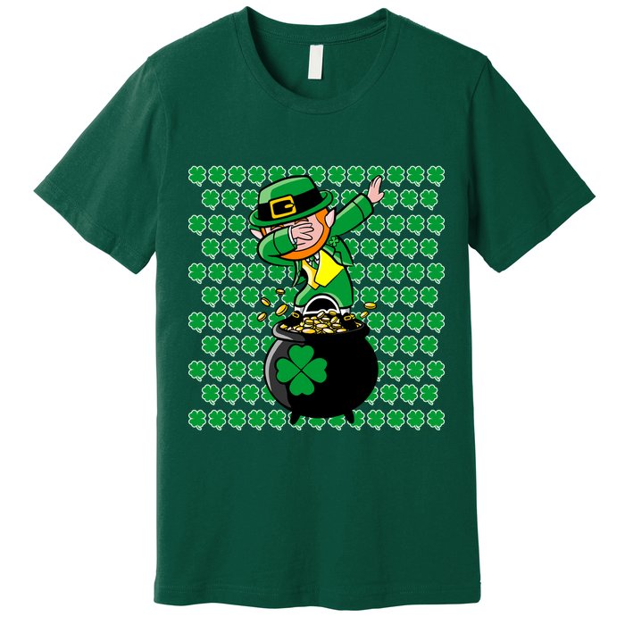 Irish Dabbing Leprechaun Shamrocks Funny Dab St. Patrick's Day Premium T-Shirt