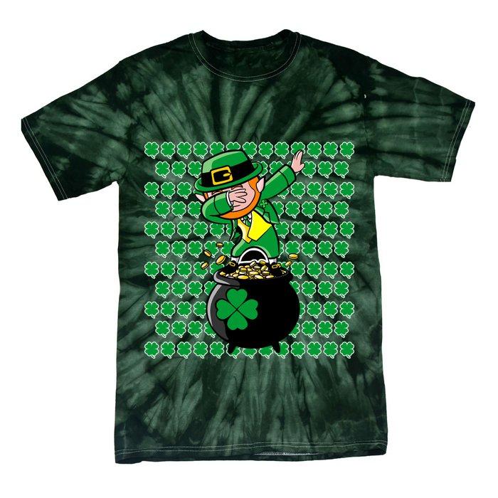 Irish Dabbing Leprechaun Shamrocks Funny Dab St. Patrick's Day Tie-Dye T-Shirt