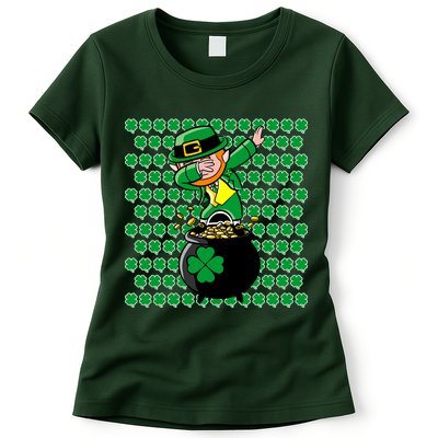 Irish Dabbing Leprechaun Shamrocks Funny Dab St. Patrick's Day Womens T-Shirt