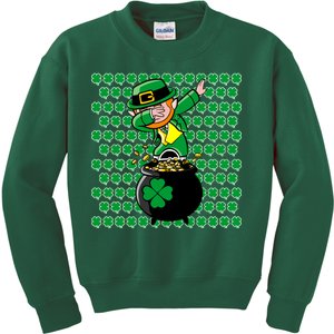 Irish Dabbing Leprechaun Shamrocks Funny Dab St. Patrick's Day Kids Sweatshirt