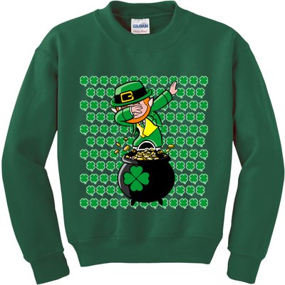 Irish Dabbing Leprechaun Shamrocks Funny Dab St. Patrick's Day Kids Sweatshirt