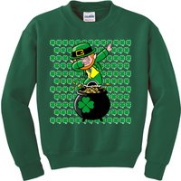 Irish Dabbing Leprechaun Shamrocks Funny Dab St. Patrick's Day Kids Sweatshirt