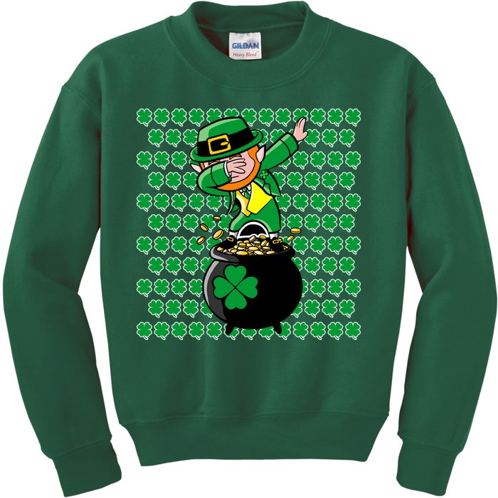 Irish Dabbing Leprechaun Shamrocks Funny Dab St. Patrick's Day Kids Sweatshirt