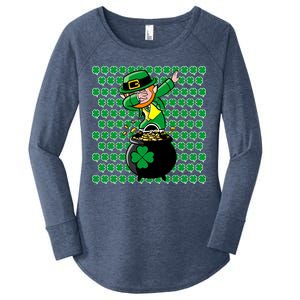 Irish Dabbing Leprechaun Shamrocks Funny Dab St. Patrick's Day Women's Perfect Tri Tunic Long Sleeve Shirt