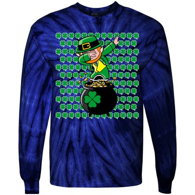 Irish Dabbing Leprechaun Shamrocks Funny Dab St. Patrick's Day Tie-Dye Long Sleeve Shirt