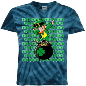 Irish Dabbing Leprechaun Shamrocks Funny Dab St. Patrick's Day Kids Tie-Dye T-Shirt