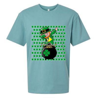 Irish Dabbing Leprechaun Shamrocks Funny Dab St. Patrick's Day Sueded Cloud Jersey T-Shirt