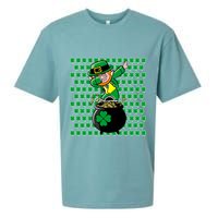 Irish Dabbing Leprechaun Shamrocks Funny Dab St. Patrick's Day Sueded Cloud Jersey T-Shirt