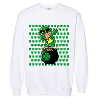 Irish Dabbing Leprechaun Shamrocks Funny Dab St. Patrick's Day Garment-Dyed Sweatshirt