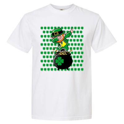 Irish Dabbing Leprechaun Shamrocks Funny Dab St. Patrick's Day Garment-Dyed Heavyweight T-Shirt