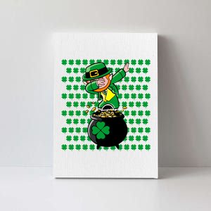 Irish Dabbing Leprechaun Shamrocks Funny Dab St. Patrick's Day Canvas